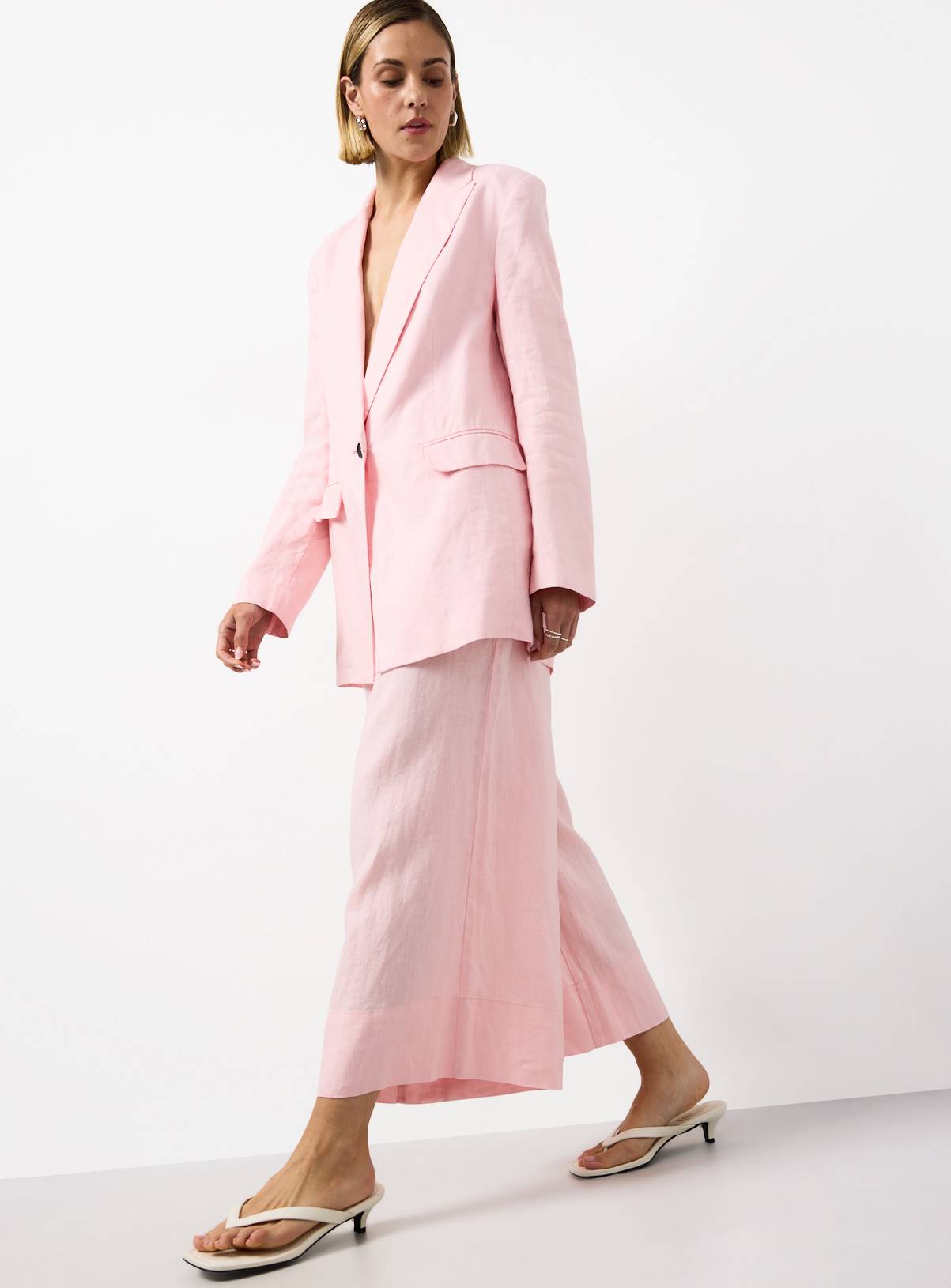 Pink Linen Longline Blazer 16 - Image 2